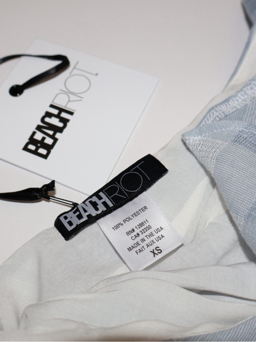 BRAND NEW Beach Riot Light Blue & White Gingham Ruffle Wrap Mini Dress - Picture 6 of 6